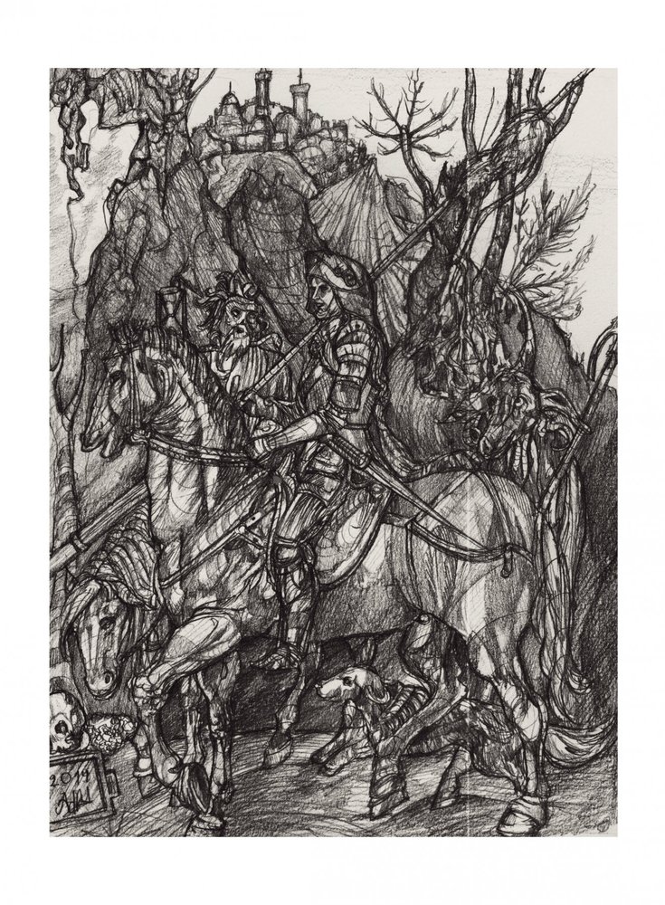 El caballero, la muerte y el diablo. por aleeaalvarado Dibujando