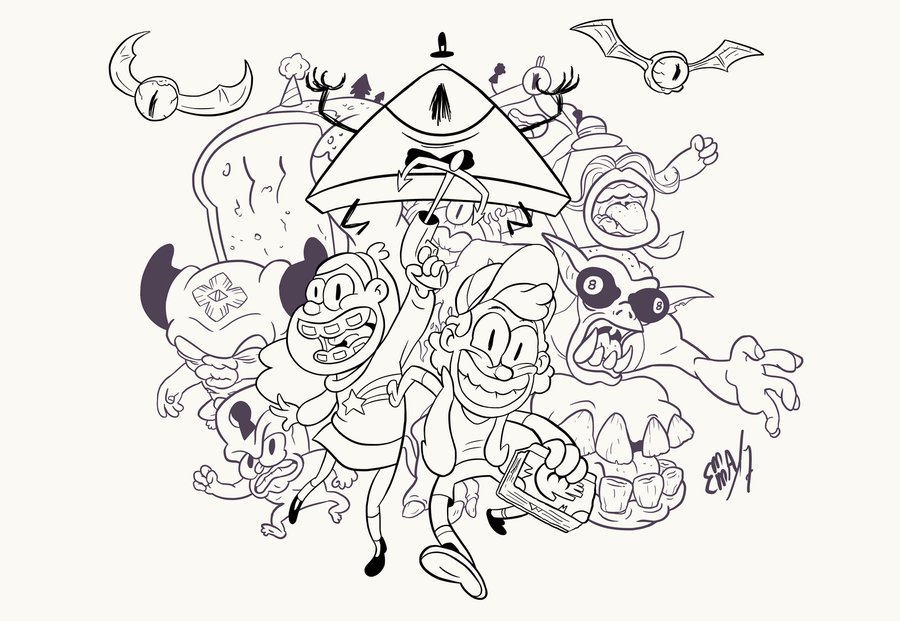 gravity falls line art por emmaa2996 Dibujando