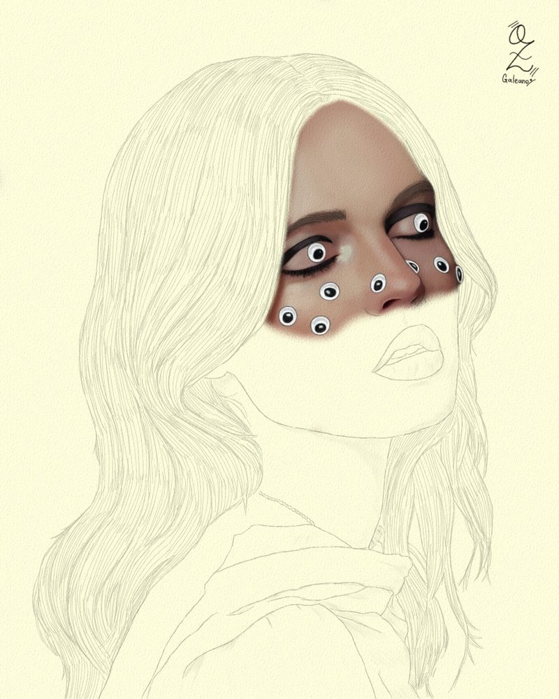 Model Googly eyes Portrait sketch by Oz Galeano por Ozgaleano Dibujando