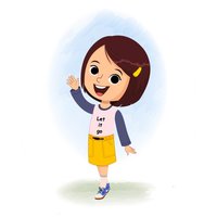 A cute little girl vector cartoon character art
