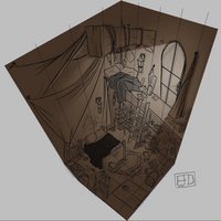 Concept art perspectiva Buhardilla