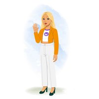 A pretty American woman vector cartoon character