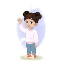 Adorable Indian girl saying hi vector cartoon character
