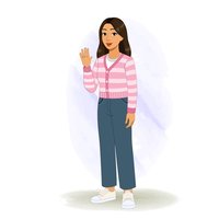 Pretty woman in pink sweater vector cartoon character
