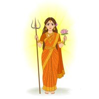 Maa Parvati The Indian Goddess vector cartoon character art
