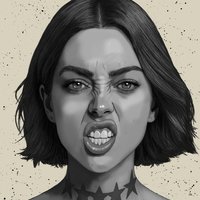 Model with Tattoo Portrait Drawing by Oz Galeano