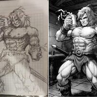 conan en taberna, aYudado en pagina de comics por IA