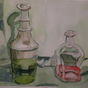 bodegon 2 cristales botellas