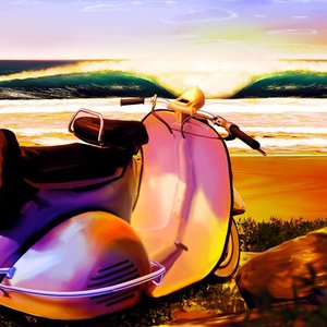 Vespa en la costa