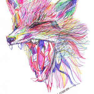 zorro en lapiceros de colores