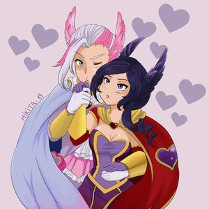 Rakan y Xayah cariñositos chibi!
