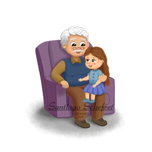 Abuelo y Nieta Conversando