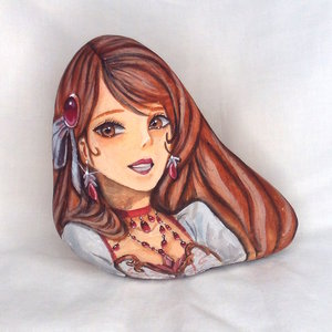 Piedra pintada con dibujo original de @xgreenkun