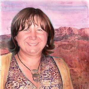 Woman and mountain realistic portrait drawing by Mentiradeloro.