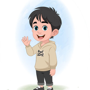 A little stylish boy saying hi vector cartoon character