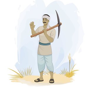 An Indian village man saying hi vector cartoon character