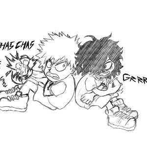 Espalda con espalda: Bakugo y Mikumo de niños