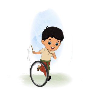 An Indian boy playing vector cartoon character