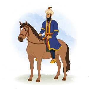 Mughal King vector cartoon character art