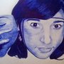 dibujo Realismo con pluma bic azul una amiga