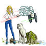 Retrato con perro y star wars