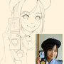 line art anime retrato 