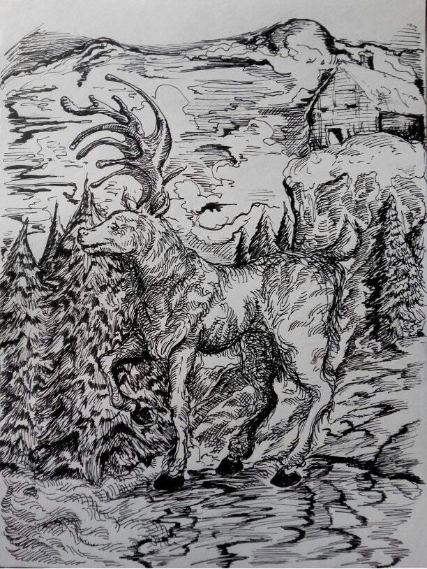 paisaje con reno por anagonzaga28 | Dibujando